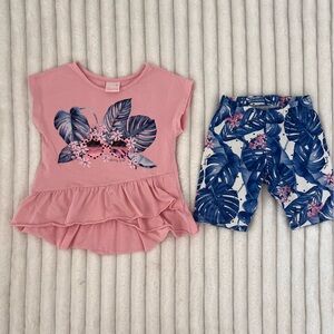 Quimby Girls Tropical Top & Stretch Cotton Shorts Set Size 6